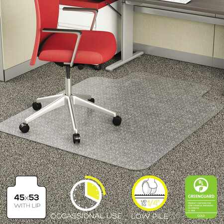 DEFLECTO Chair Mat 45"x53", Traditional Lip Shape, Clear, for Carpet CM11232
